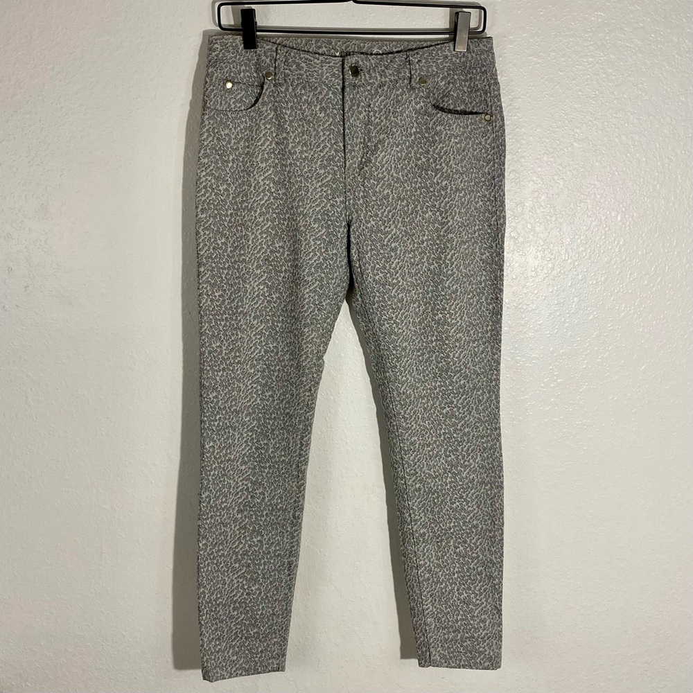 Whistles Animal Print Mid-Rise Crop Jeans Women’s Size 28 Pockets White Gray